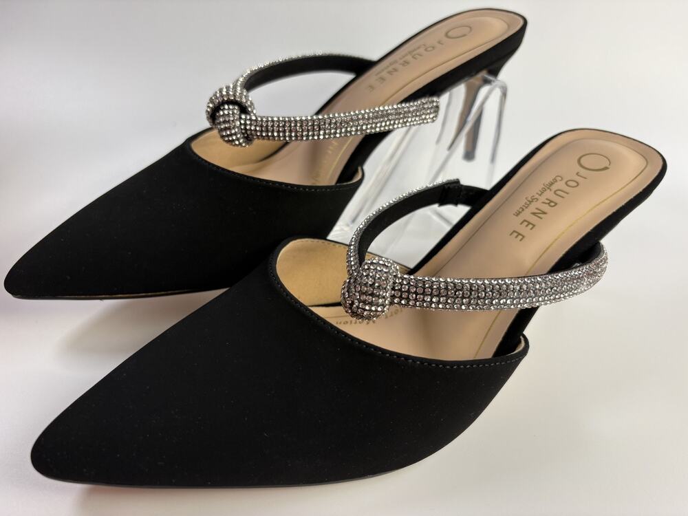 Journee Collection Women's Lunna Rhinestone Knot Dress Pumps Black Size 9M New
